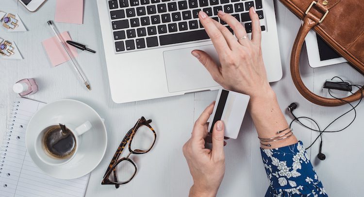 Overhead Business Angles woman at office desk