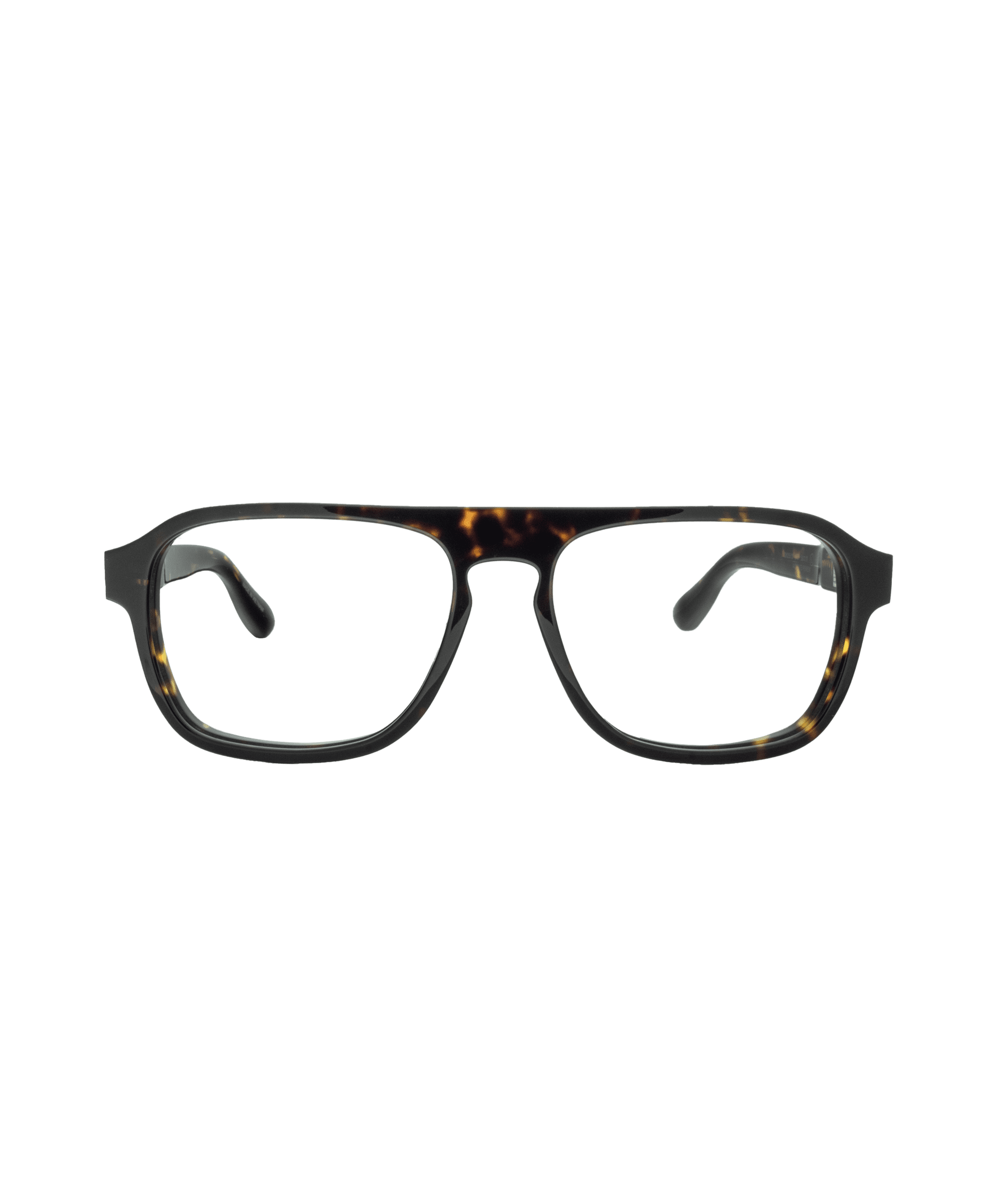 Rectangular eyeglasses with a dark tortoiseshell frame, displayed front-facing on a plain white background.