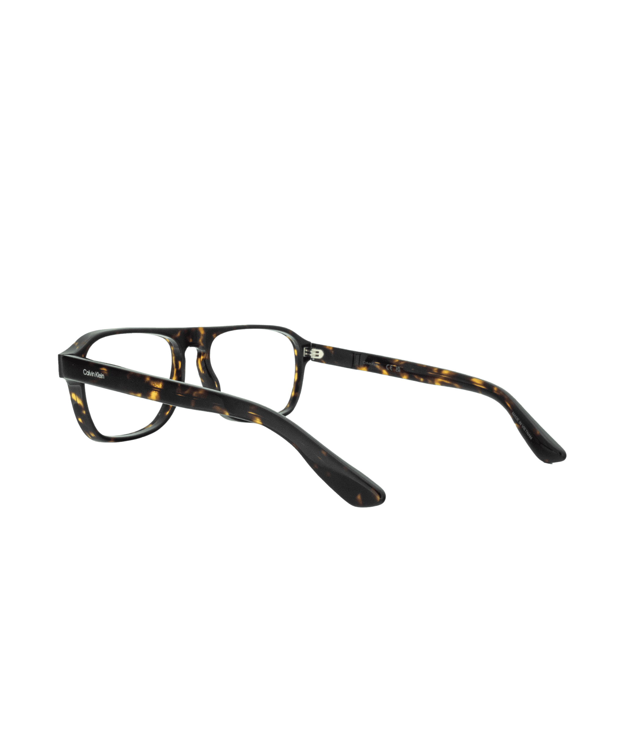 A pair of rectangular eyeglasses with black and brown tortoiseshell frames and thick arms, displayed on a white background.