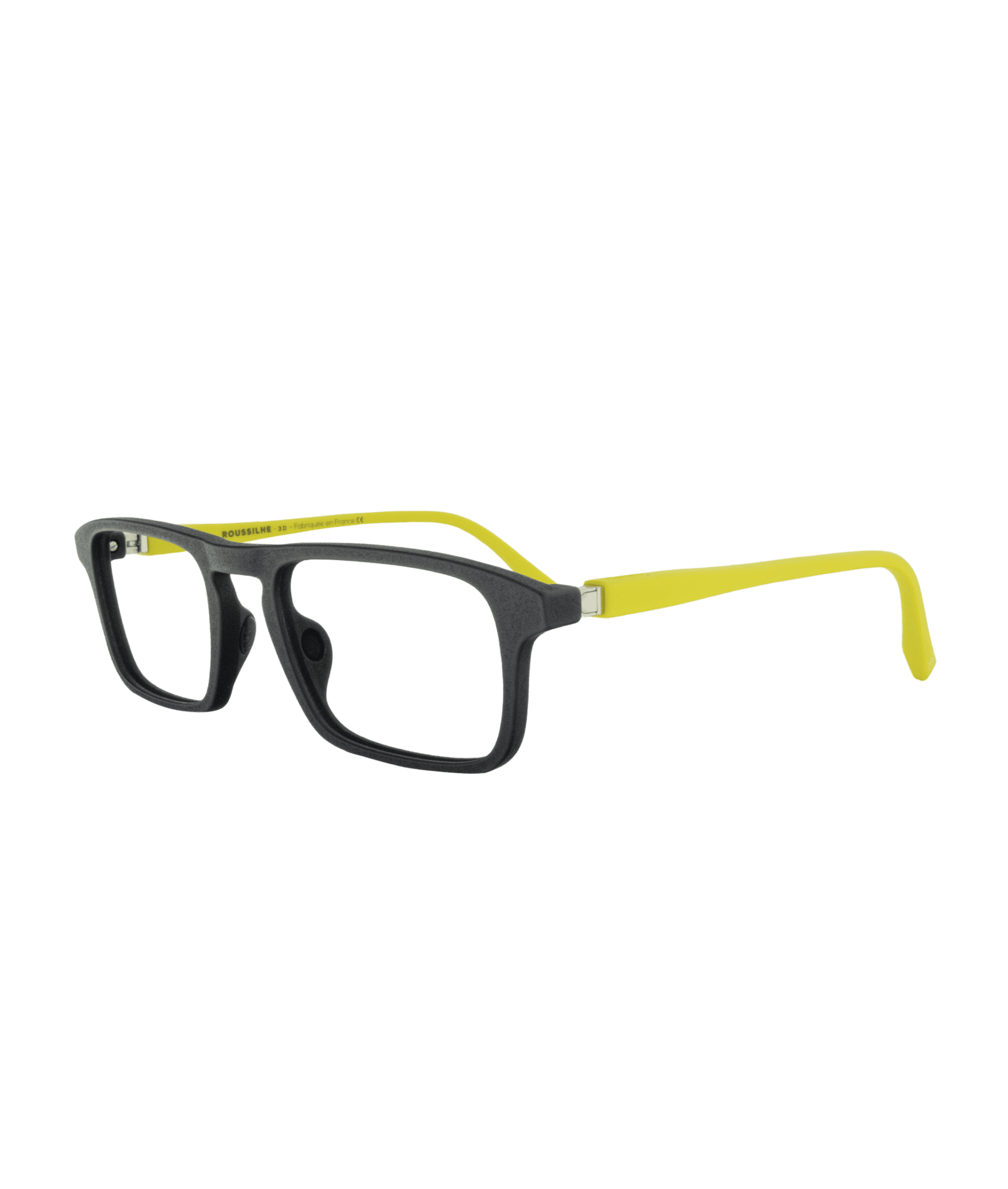 Pensée pour la performance et le style, cette monture imprimée en 3D se distingue par sa légèreté et son design sportif innovant. Son ouverture de branches à 45 degrés offre un confort dynamique et une excellente stabilité, tandis que son devant noir contrasté par des branches jaune fluo apporte une touche audacieuse et visible.