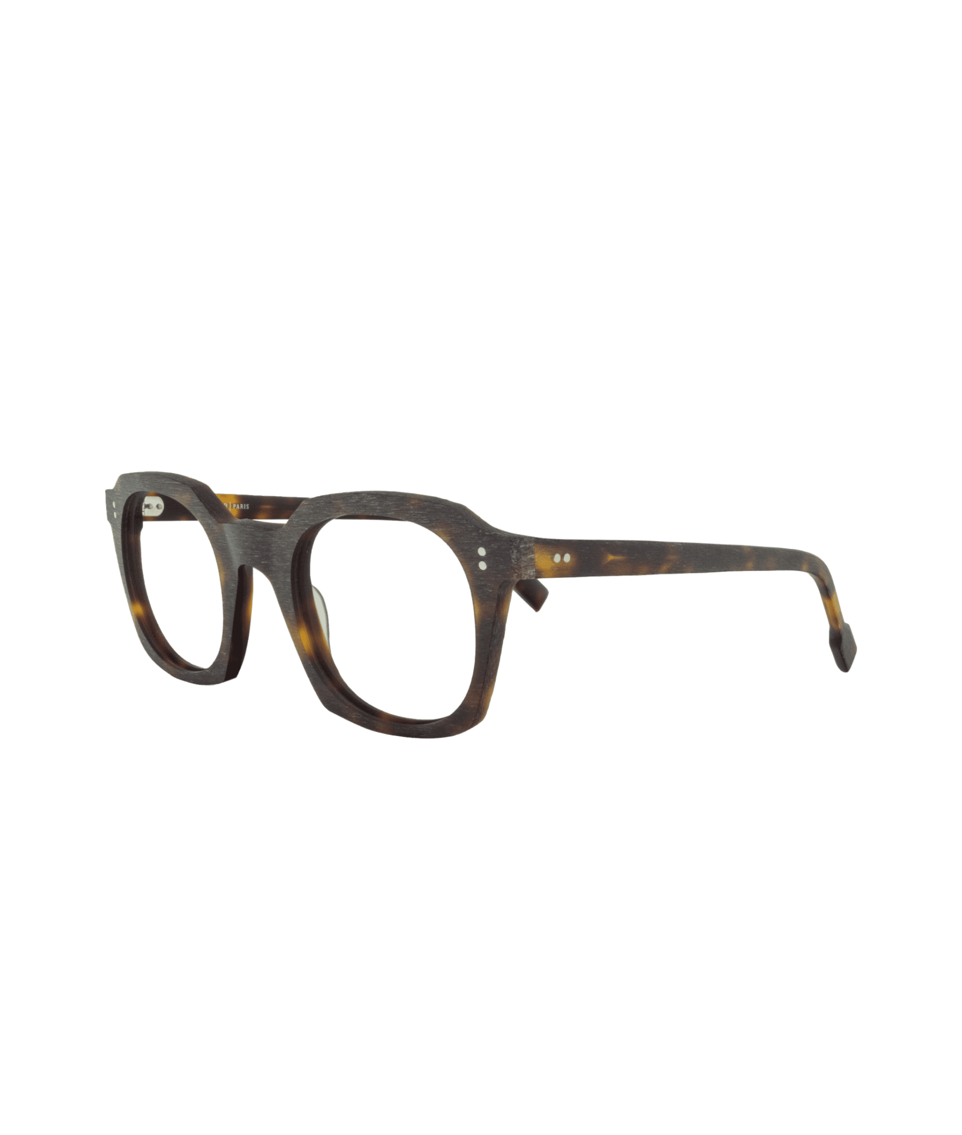 Unique dans son fini, elle combine acétate et poudre de bois pour créer un effet authentique rappelant le bois naturel. Sa teinte brune chaleureuse et son style vintage lui donnent une allure originale et pleine de caractère, idéale pour un look artisanal, distinctif et intemporel.